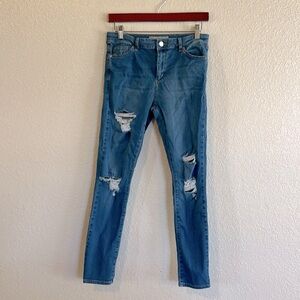Topshop Moto Leigh Skinny Distressed Jeans Size Waist 30
